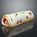 Delicious Strawberry Cream Cake Roll Decorated with Red Fruit Toppings