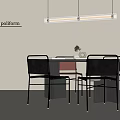 Poliform Modern Dining Table With Chairs Minimalist Design And Pendant Lighting 3d model