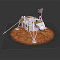 Lunar Lander Model With Antenna And Landing Legs On Moon Surface Brown Soil