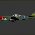 Green Airplane Model With Propeller And Stars On Wings Cockpit Windows