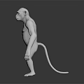 White Monkey Sculpture 3D Modeled With Muscular Build Standing Pose Detailed Carving