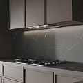 Modern Kitchen Interior Design With Wooden Island Counter And Dark Gray Cabinets