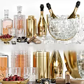 Luxury Wine Bottles and Glasses with Ice Bucket and Accessories