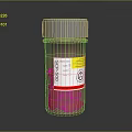 Red Capsule Shaped Food Snack in Transparent Bottle with White Label