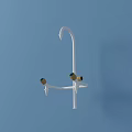 White Utility Faucet With Dual Handles And Curved Spout Design