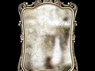 Ornate Vintage Mirror With Carved Gold Frame And Decorative Design 3d model