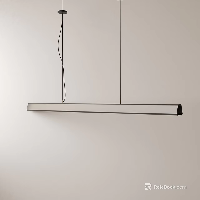 Modern Minimalist Linear Pendant Light Hanging Against White Wall In Contemporary Room 3d model 