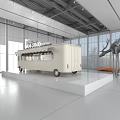 Modern Commercial Equipment Mobile Vending Cart Display With White Platform In Bright Exhibition Space