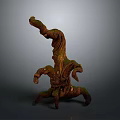 Unique Artistic Tree Sculpture With Twisted Trunk And Green Brown Branches