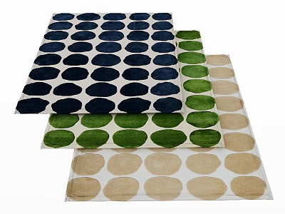 Modern Square Rugs With Blue Green Beige Dot Patterns For Interior Decor 3d model