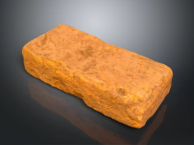 Natural Orange Wooden Stone Block Featuring Textured Surface And Solid Structure 3d model