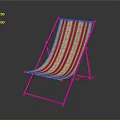 Classic Wooden Frame Deck Chair With Red And White Striped Fabric Design