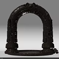Classical Intricately Carved Stone Archway With Decorative Base And Detailed Ornaments