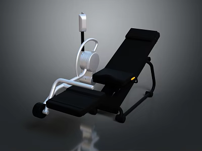 Rehabilitation Training Equipment For Leg Exercises With Black Reclining Chair And White Mechanical Structure 3d model
