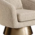 Beige Textured Fabric Accent Chair With Gold Metal Base And Cozy Armrest Design
