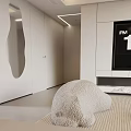 Modern Living Dining Room Interior Design With Beige Sofa Black Cushions Plants And Decor Shelves