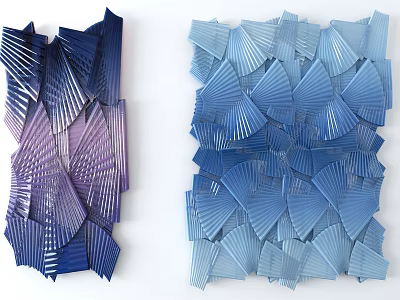 Fan Shaped Wall Decor With Purple Blue Gradient And Glossy 3D Structure 3d model