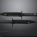 Tactical Military Style Knives with Serrated Blades Green Black Striped Handles and Reflective Surface