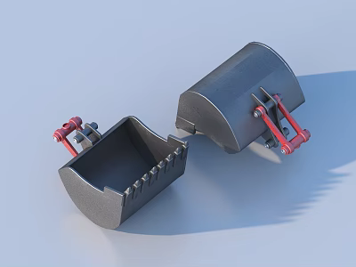 Industrial Equipment Metal Bucket Components With Black Body And Red Connectors 3d model