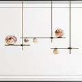 Modern Chandelier with Multiple Spherical Moon Texture Shades and Metal Hanging Structure 3d model
