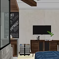 Modern Hotel Room Interior With Comfortable Bed Wooden Furniture And Decorative Elements