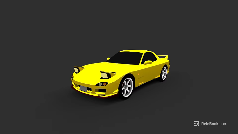 Yellow Sports Car With Sleek Design Sporty Wheels And Rear Spoiler 3d model 
