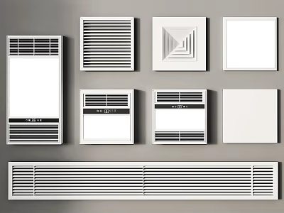Various White Vent Covers And Air Grilles With Different Design Styles For Ventilation 3d model