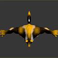 Anthropomorphic Wolf Character 3D Model in Standing Pose with Yellow Black White Fur
