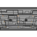 Exposed Interconnected Pipes On Ceiling With Recessed Lights In Modern Industrial Design