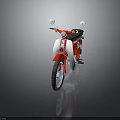 Red And White Retro Motorcycle With Black Seat Side Mirrors And Reflective Surface
