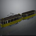 Vintage Yellow Tram Model With MUNCHENSTRASSE Lettering Pantograph And Two Car Design