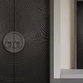 Black Security Door with Radial Lines Round Door Knocker and Bamboo Leaf