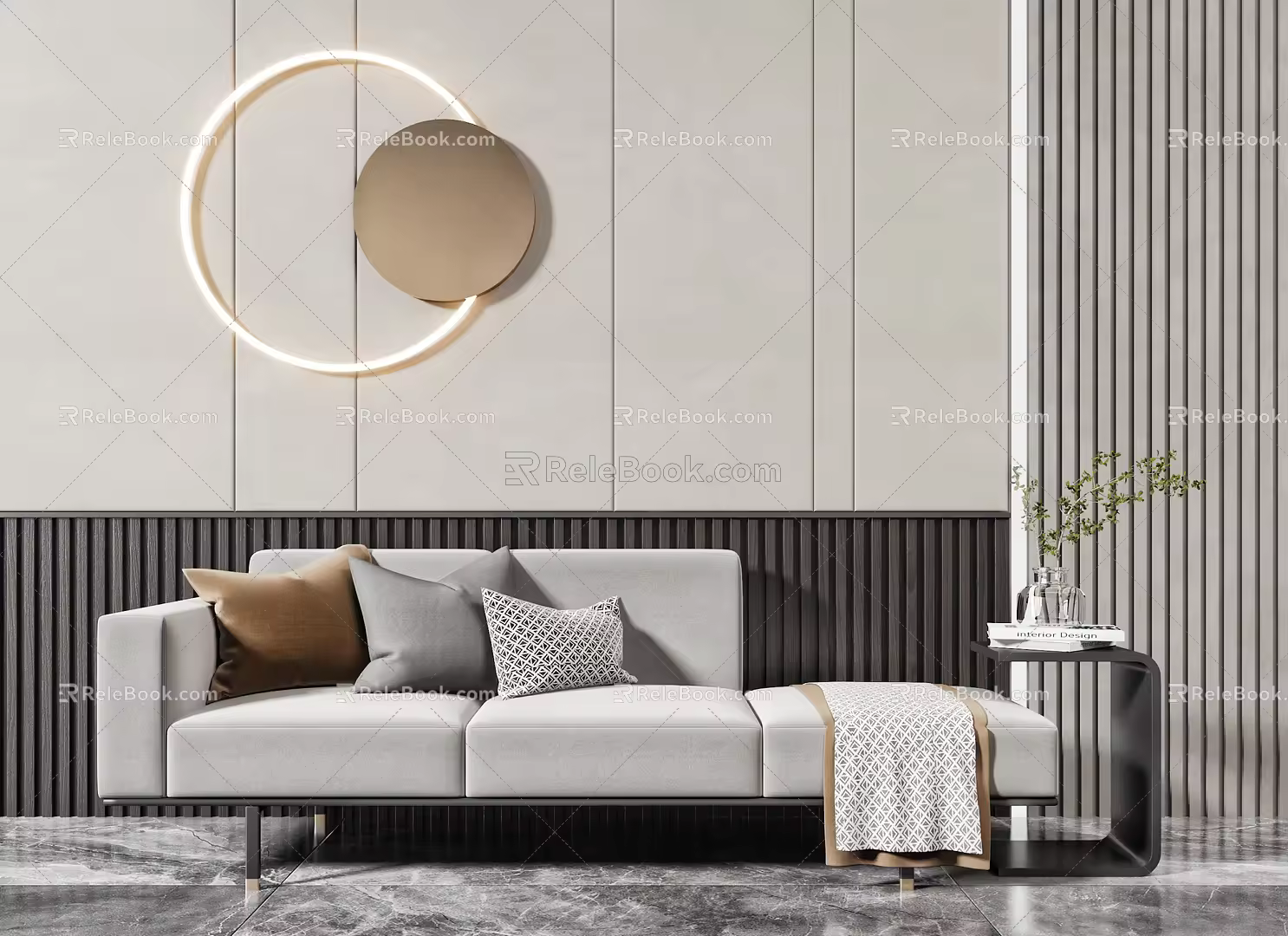 Modern chaise chaise chaise chaise chaise side combination 3d model