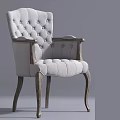 Classic Tufted Armchair With Light Gray Fabric Wooden Armrests And Legs