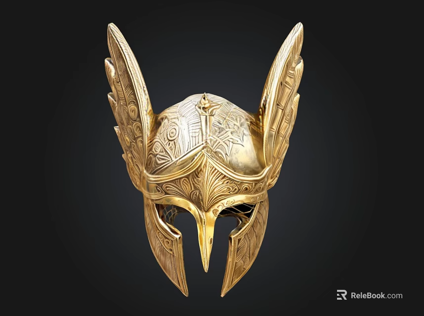 Golden Winged Helmet With Intricate Ancient Mythological Design And Craftsmanship Details 3d model 