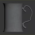 Tall Cylindrical Silver Metal Vessel With Smooth Polished Surface And Rimmed Edges