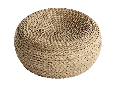 Round Handwoven Wicker Cushion With Natural Texture For Decorative Home Seating 3d model
