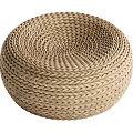 Round Handwoven Wicker Cushion With Natural Texture For Decorative Home Seating 3d model