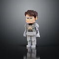 Pixel Style Character Model With Armor In Standing Pose On Black Background 3d model