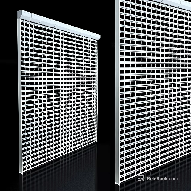 White Vertical Grid Panels With Modern Decorative Design And Black Background 3d model