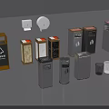 Various Types Of Indoor Waste Bins With Recycling Signs And Different Designs