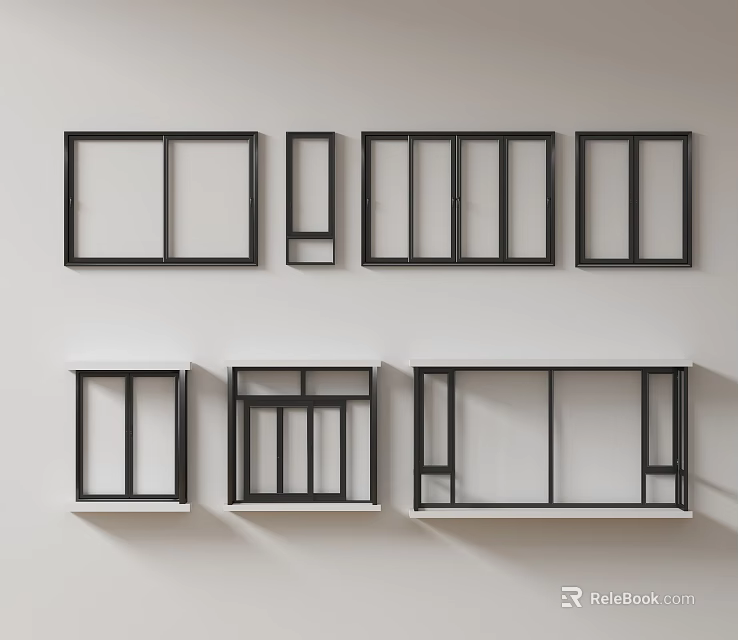 Various Casement Windows Design Styles With Different Frame Structures And Sizes 3d model