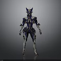 Futuristic Sci Fi Mechanical Armor 3D Model In Blue White With Gold Accents