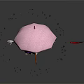 Anime Girl In Purple Dress With Decorative Umbrella Eye Patterned Ornament And Falling Shattered Pieces