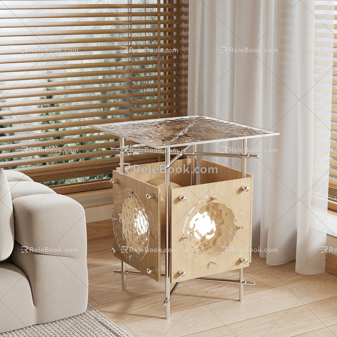 Side table coffee table decorative lights 3d model