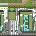Garden Landscape Design With Sports Field Green Spaces And Building Layout