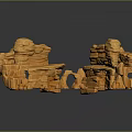 Orange Rock-like 3D Model Scene Components With Stacked Layers And Irregular Shapes For Scene Construction 3d model
