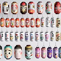 Rows Of Colorful Traditional Lanterns With Various Decorative Patterns And Designs