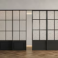 Modern Interior Sliding Doors With Black Frame And Textured Glass Panels