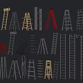 Modern Ladder Low Ladder Escalator Folding Ladder Safety Ladder Roller Ladder Climbing Ladder Escalator Decorative Ladder 3d model